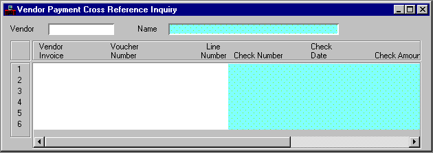 Vendor Payment Cross Reference Inquiry (PVIX)
